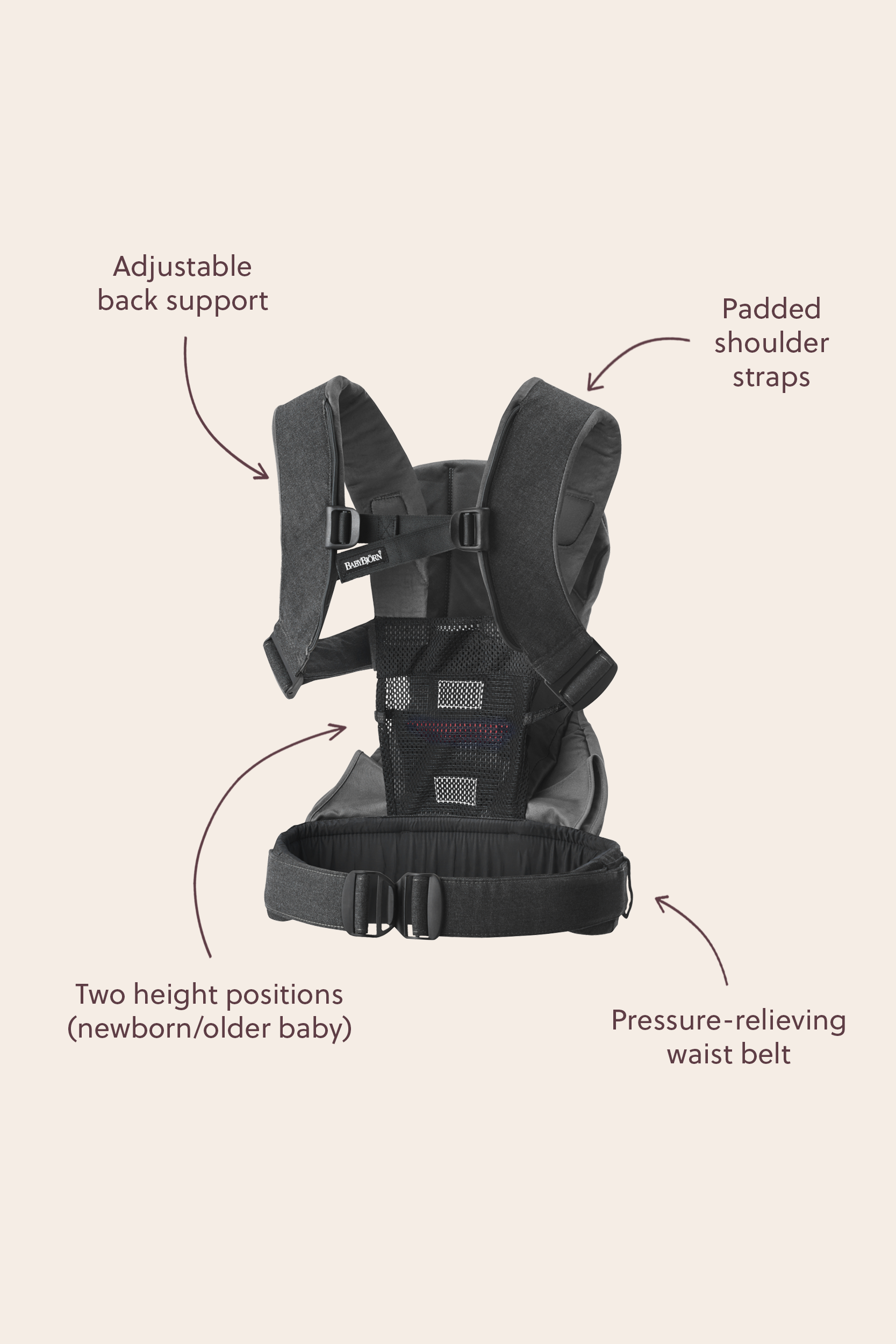 Baby Carrier One in gray woven - BabyBjörn