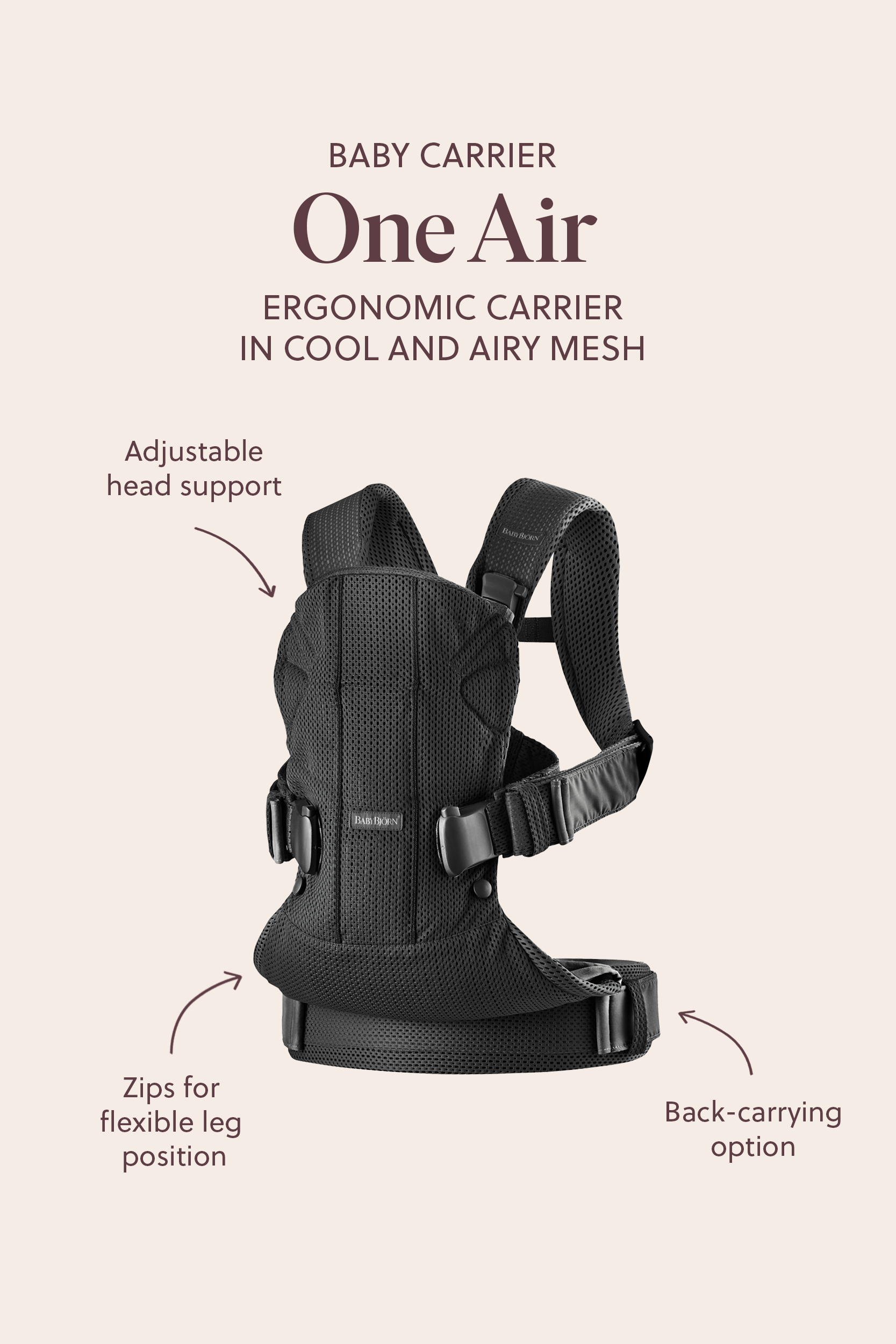 Baby Carrier One Air in Black 3D Mesh - BabyBjörn