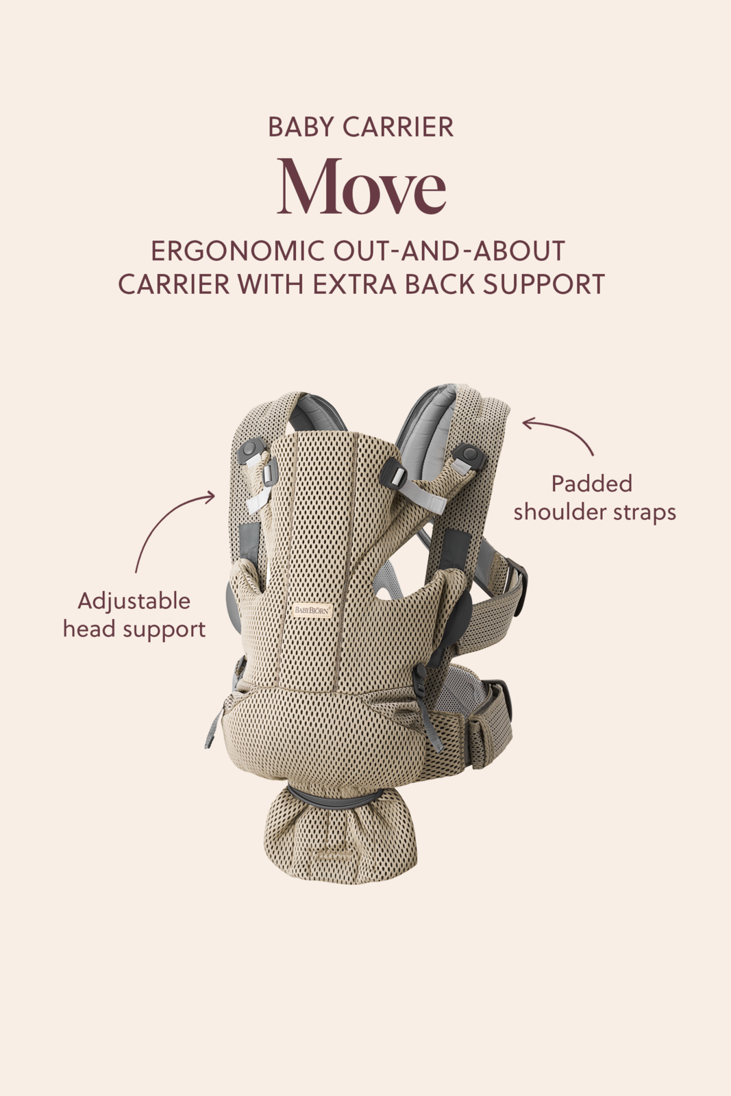 Baby Carrier Move in Beige/Grey 3D Mesh - BabyBjörn
