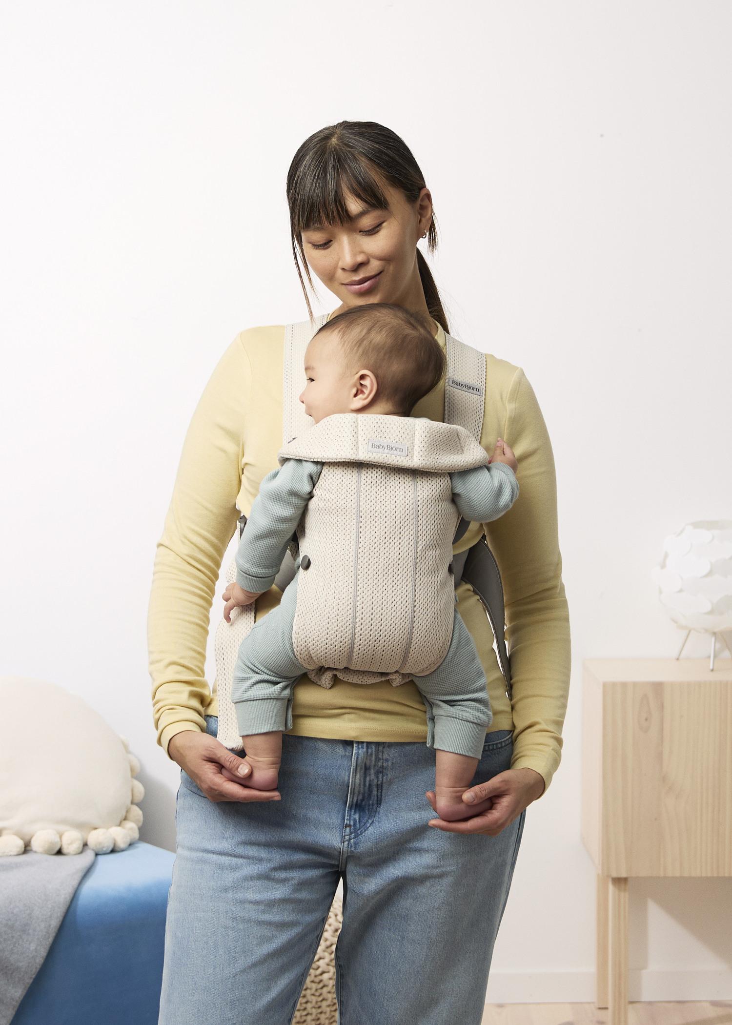 Baby Carrier Mini in cream 3D mesh comfy and cozy for baby and mum