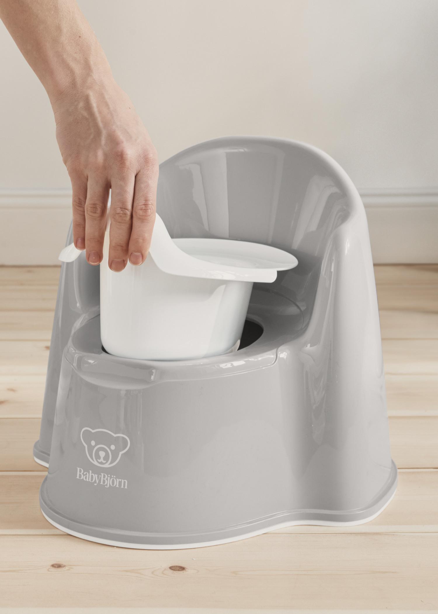 Potty Chair Gray/White with round edges and removable inner potty - BabyBjörn