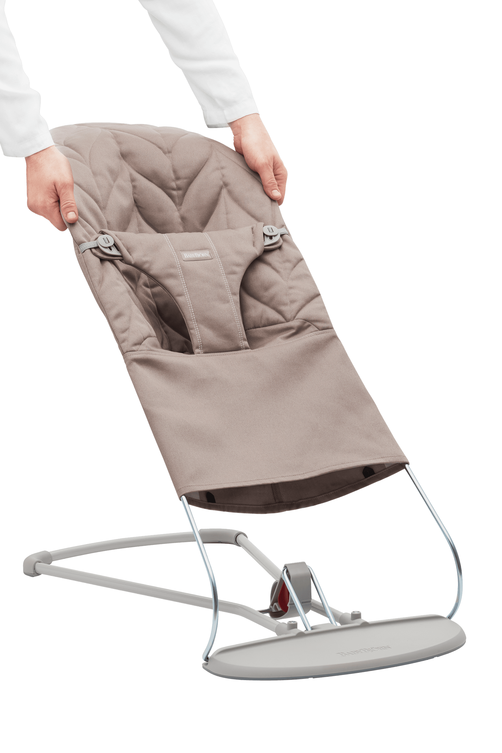 Fabric Seat for Bouncer Bliss in Sand gray Petal quilted cotton